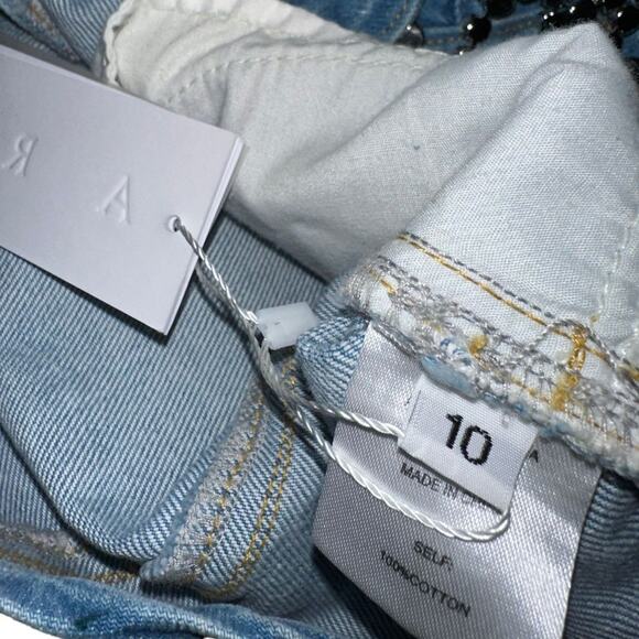 AREA Blue Denim Shorts with Crystal Accents - Picture 3 of 3